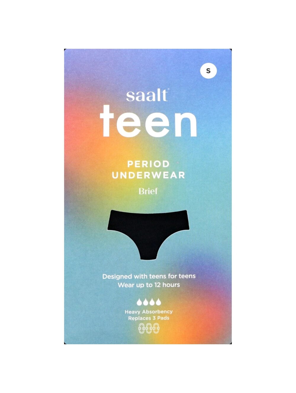 NWT Saalt Leakproof Youth/Teen Period Brief Underwear Heavy Absorbency, Small